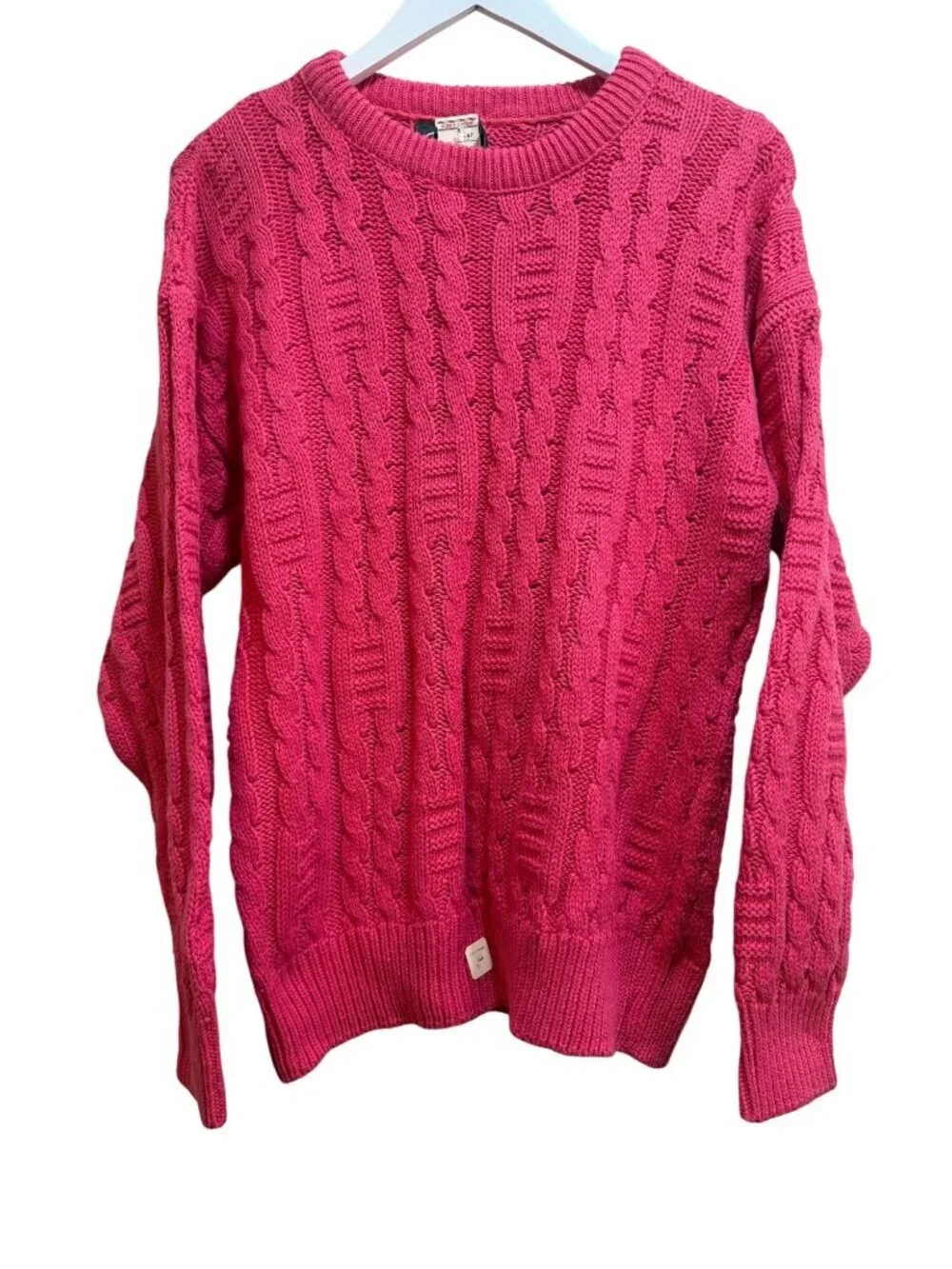 Chunky Cable Knit Lagenlook Crewneck Textured Depth Sweater VTG DEADSTOCK! Med